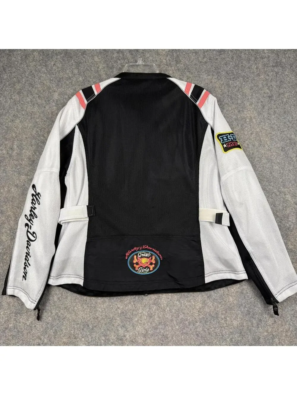 Harley Davidson Women’s Full Zip Riding Gear Jacket Black White Pink Size 1W 636